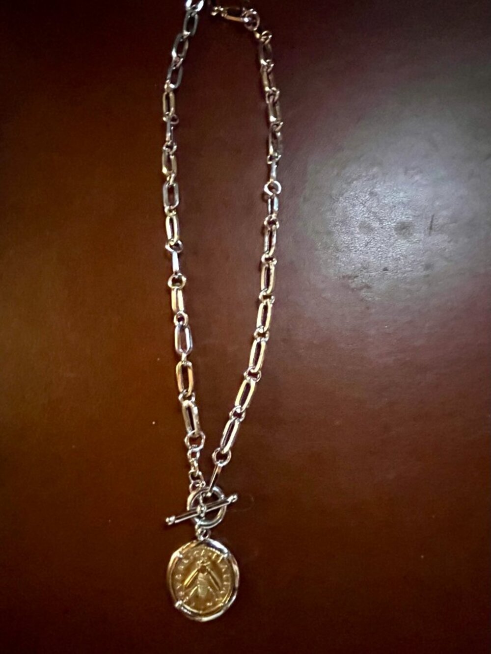 Ross-Simons Italian Bee Lira Coin Necklace Sterling Silver 20" - Picture 6 of 12